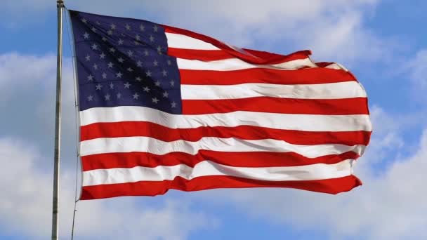 Bandera americana Movimiento lento ondeando, Primer plano Video — Vídeos de Stock