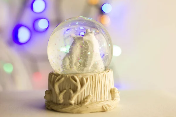 New Year\'s transparent ball with snow inside