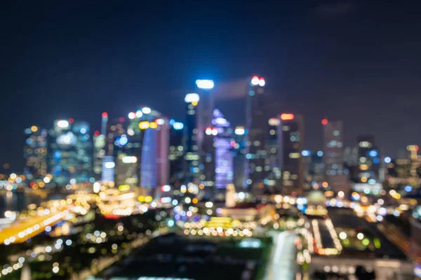 Verschwommene Abstrakte Hintergrundbeleuchtung Schöne Stadtansichten Von Singapore City Skyline Bei — Stockfoto