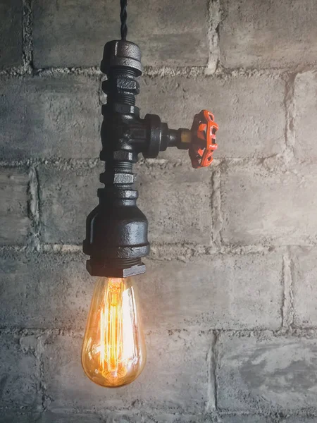Старая Винтажная Лампочка Светится Кафе Винтажный Тон — стоковое фото