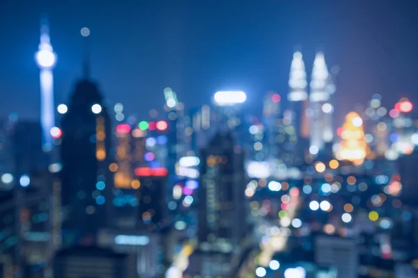 Verschwommenes Abstraktes Hintergrundlicht Schöne Stadtansichten Der Skyline Von Kuala Lumpur — Stockfoto