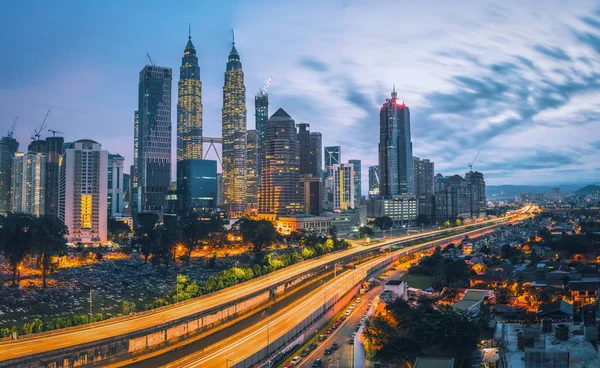 Paesaggio Urbano Kuala Lumpur Skyline Città All Alba Malesia — Foto Stock