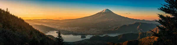 Fuji Над Озером Kawaguchiko Осіннє Листя Сходом Сонця Fujikawaguchiko Японія — стокове фото