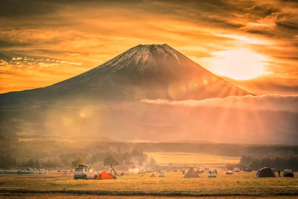 Fuji Con Camping Fumotopara Amanecer Fujinomiya Japón — Foto de Stock