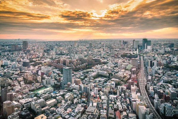 Tokyo Skyline et vue sur les gratte-ciel sur la terrasse d'observation au coucher du soleil au Japon. — Photo