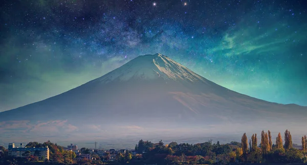 Samanyolu Galaksisi Yle Manzara Fuji Fujikawaguchiko Japonya Gün Doğumunda Samanyolu — Stok fotoğraf