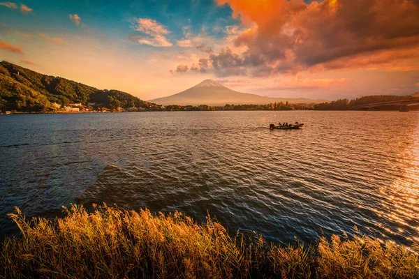 Landscape Image Fuji Lake Kawaguchiko Sunset Fujikawaguchiko Japan — Stock Photo, Image