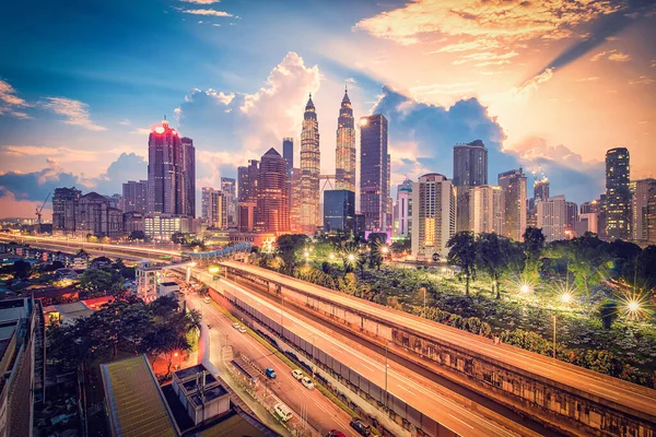 Cityscape Kuala Lumpur City Skyline Sunthrise Malaysia — стокове фото