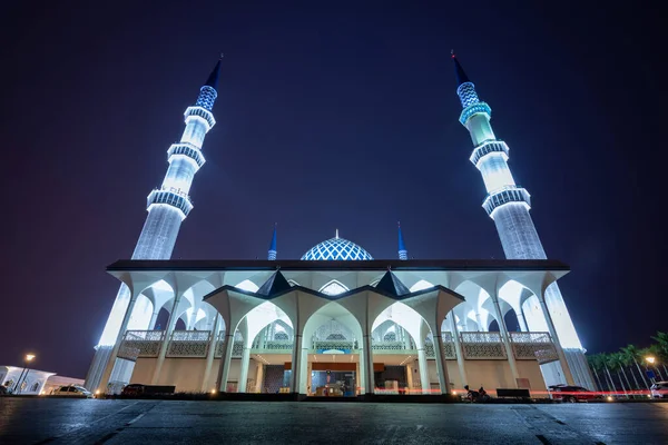 Sultan Salahudin Abdul Aziz Shah Moschee Der Nacht Shah Alam — Stockfoto