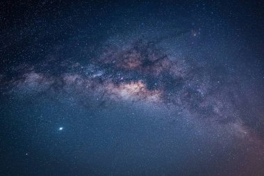 Samanyolu Galaksisi 'yle manzara. Yıldızlı gece gökyüzü.