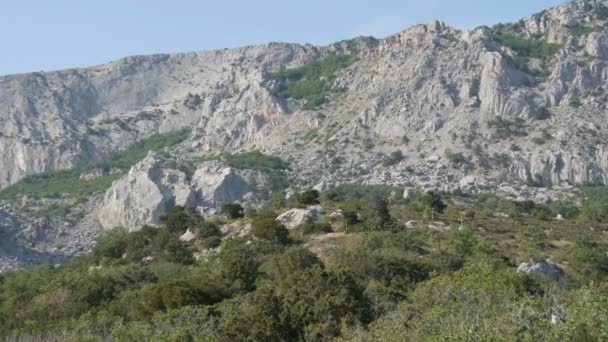 Όμορφο majestic βραχώδη βουνά της Κριμαίας δεν απέχει πολύ από το Foros — Αρχείο Βίντεο