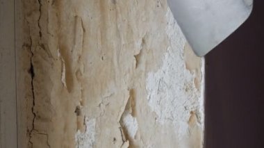 Duvar, ev onarım, adam peeling duvar kağıdı eski özel spatula ile eli ayağı tutmaz duvar kağıdı.