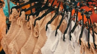 Nürnberg, Almanya - 1 Aralık 2018: Güzel zarif kadın iç çamaşırı iç giyim mağazası alışveriş merkezinde