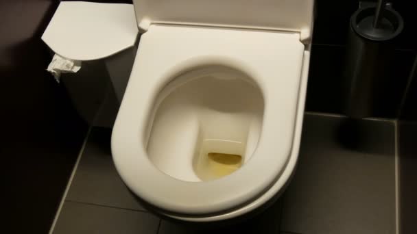 Sujo vaso sanitário de cerâmica em um banheiro público . — Vídeo de Stock