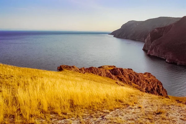 Autumnal nature on Lake Baikal. Landscape and flora of Baikal