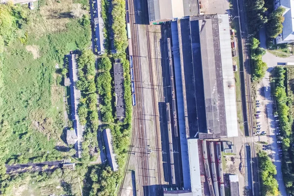 Top view of the city of Moscow, buildings and roads and other infrastructure of the city. Cityscape view from above.