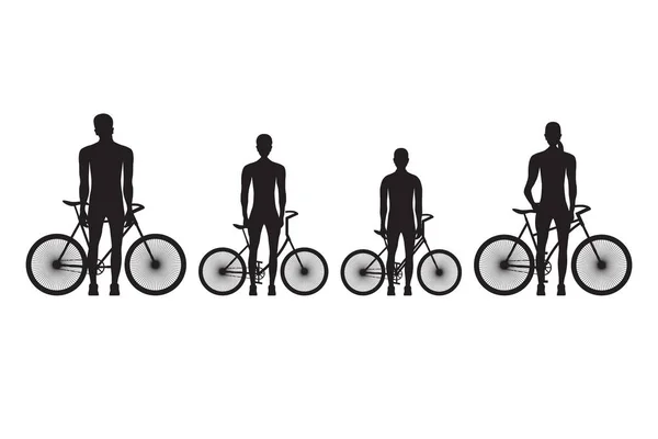 Familiensilhouette auf Fahrrädern. — Stockvektor