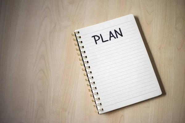 White Notebook Ideas Notes Wooden Desk — Stock Photo, Image