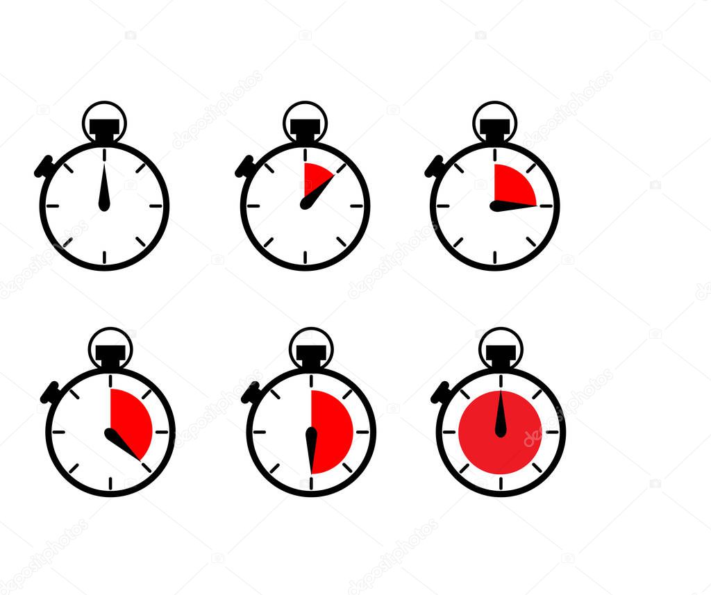 Chronometer timer collection vector image icon white and red