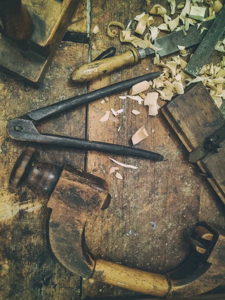 old tools for traditional wooden art work