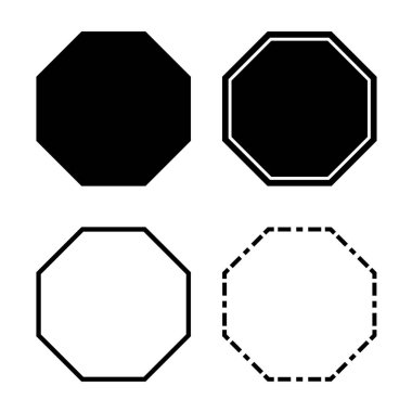 Sekizgen Icon pack. Geometri sekizgen sekiz taraflı Çokgen sekizgen hattı. Vektör çizim