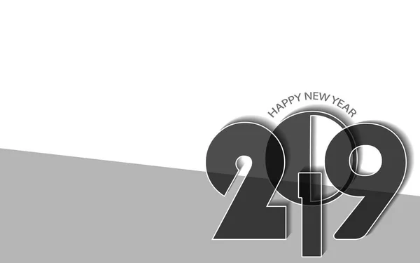 Concepto Año Nuevo 2019 Estilo Gris Blanco Utilizar Para Carteles — Vector de stock