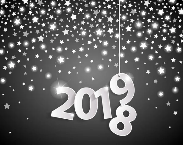 Šťastný Nový Rok 2019 Černá Blahopřání Koncept Čísly Přestřihl Bílý — Stockový vektor