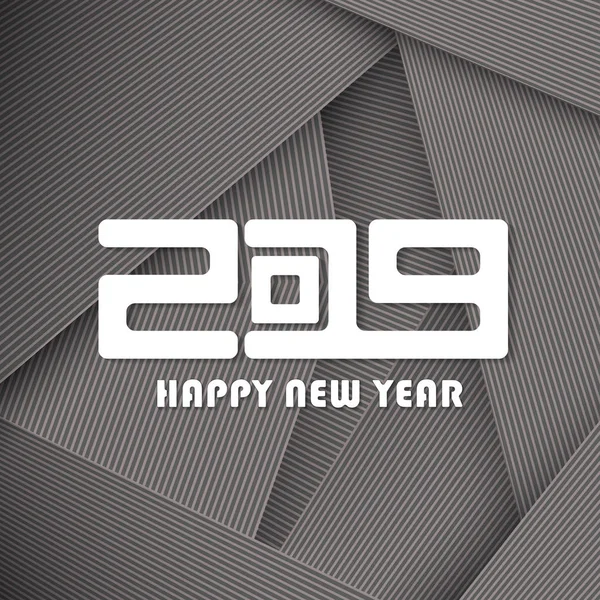 Feliz Año Nuevo 2019 Concepto Tarjeta Gris Moderna Ilustración Vectorial — Vector de stock