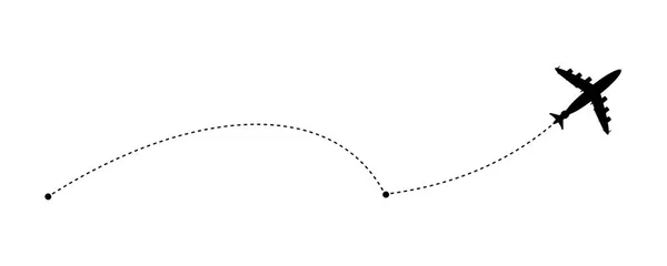 Concepto Viaje Avión Icono Ruta Línea Punto Partida Del Vuelo — Vector de stock