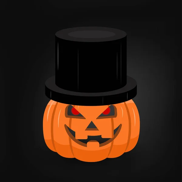 Scary Pumpkin Black Cap Halloween Concept — Stock Vector
