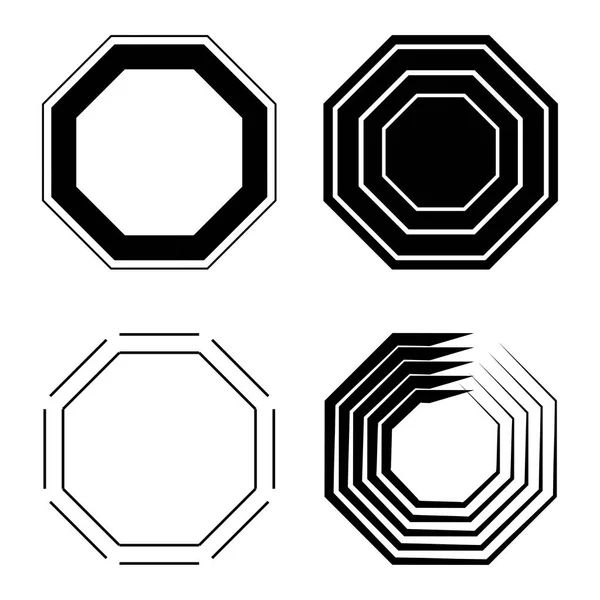 Paquete Iconos Octágono Geometría Octogonal Ocho Lados Línea Octágono Polígono — Vector de stock