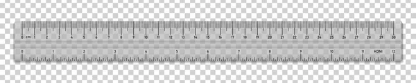 Regla Cinta Plástico Transparente Aislada Medición Doble Cara Pulgadas Ilustración — Archivo Imágenes Vectoriales