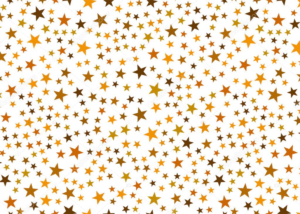 Gold stars on white background. Festive, luxury or network graphic design concept. Vector illustration