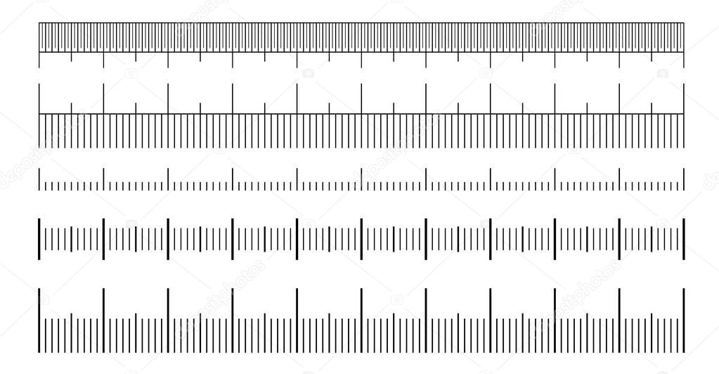 Ruler scale measure. Length measurement scale chart isolated. Vector illustration