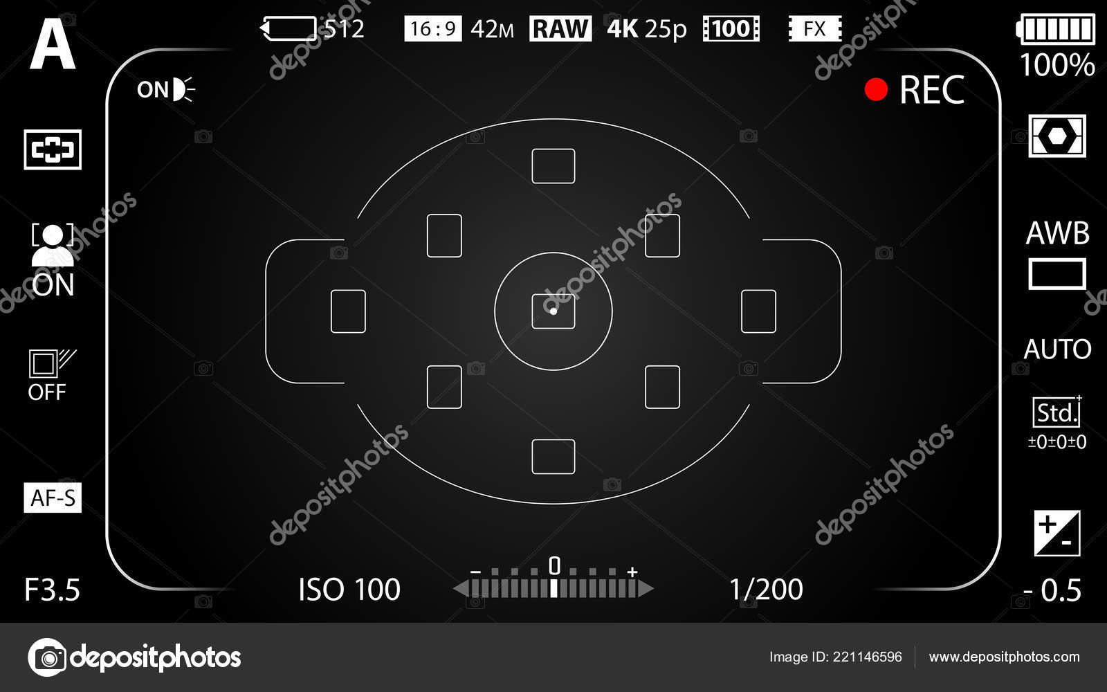 Black Modern Digital Camera Viewfinder Template Effect Black