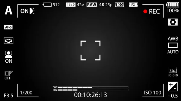 Черный Современный Цифровой Видоискатель Камеры Эффектом Виньетирования Черный Видоискатель Зеркала — стоковый вектор