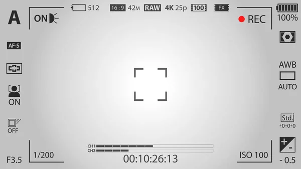 Білий Сучасний Шаблон Цифрової Камери Фокусування Екрану Ефектом Віньєтування Бездзеркальне — стоковий вектор