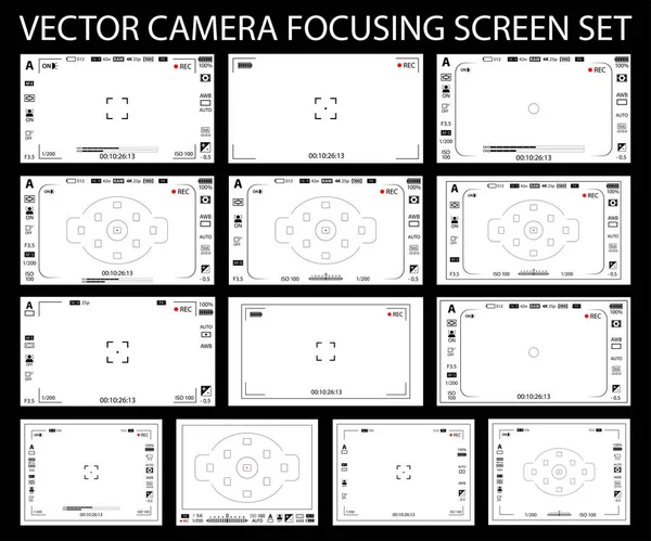 Camera Focusing Screen Settings Pack Digital Mirorless Dslr Cameraphone Isolated — Stock Vector