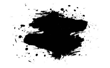 Siyah grunge mürekkep splash spot beyaz izole. Vektör çizim