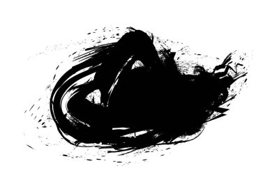 Siyah grunge mürekkep splash spot beyaz izole. Vektör çizim