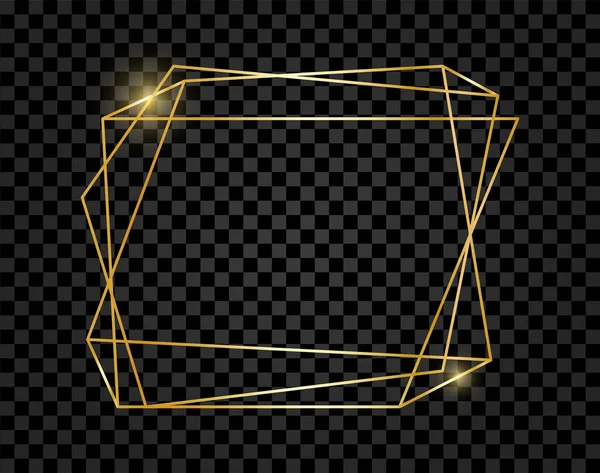 Vintage Glänzendes Gold Geometrischer Rahmen Isoliert Auf Transparentem Hintergrund Dekorative — Stockvektor