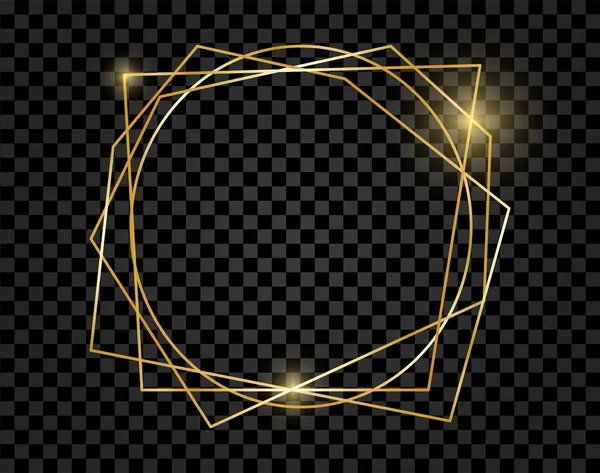 Saydam Arka Plan Üzerinde Izole Vintage Parlayan Altın Geometrik Çerçeve — Stok Vektör