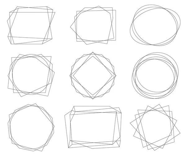 Vintage Siyah Geometrik Çerçeveler Paketi Dekoratif Lüks Çizgi Kenarlıklar Davetiyesi — Stok Vektör