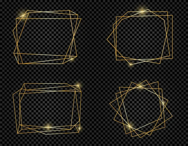 复古闪亮的黄金几何框架包隔离在透明的背景 装饰豪华线边框的邀请 照片等 向量例证 — 图库矢量图片