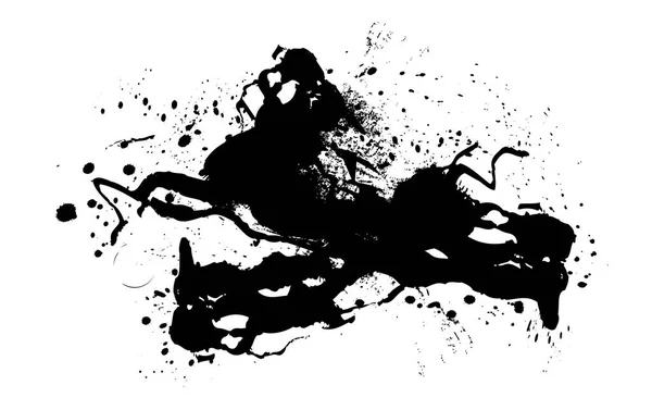 Grunge Μαύρο Μελάνι Splash Spot Απομονωμένα Λευκό Εικονογράφηση Διάνυσμα — Διανυσματικό Αρχείο