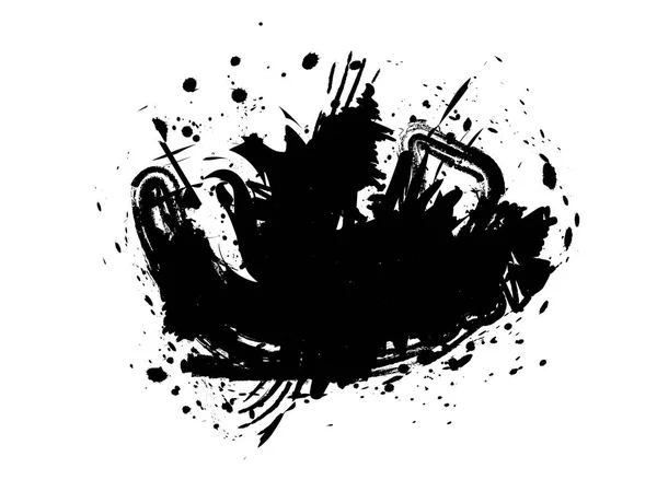 Tache Éclaboussure Encre Grunge Noire Isolée Sur Blanc Illustration Vectorielle — Image vectorielle