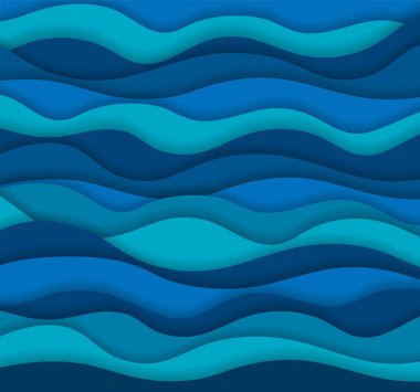 Kağıt arka plan sanat dalgalar katmanlı. Deniz su kavramı. 3D origami tarzı tasarım. Vektör çizim