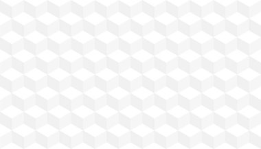 3D gerçekçi beyaz kare desen. Medern küp doku. Geometrik simetri arka plan. Vektör çizim