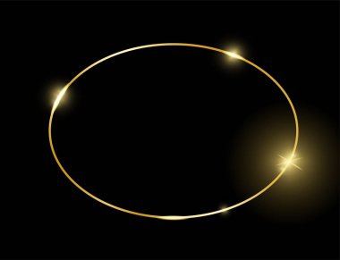 Siyah izole altın parlak parlayan vintage çerçeve. Altın lüks gerçekçi sınır. Düğün, anneler ya da Sevgililer günü, vintage portre kavramı. Noel ve yeni yıl soyut. Vektör çizim