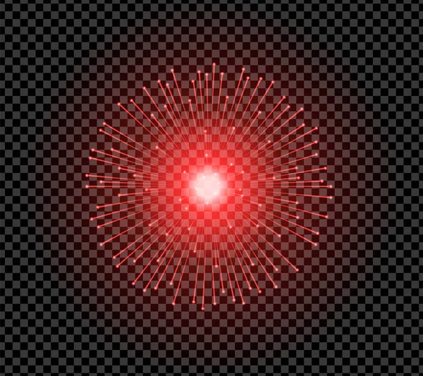 Efecto Realista Destello Rojo Aislado Sobre Fondo Transparente Fuegos Artificiales — Vector de stock